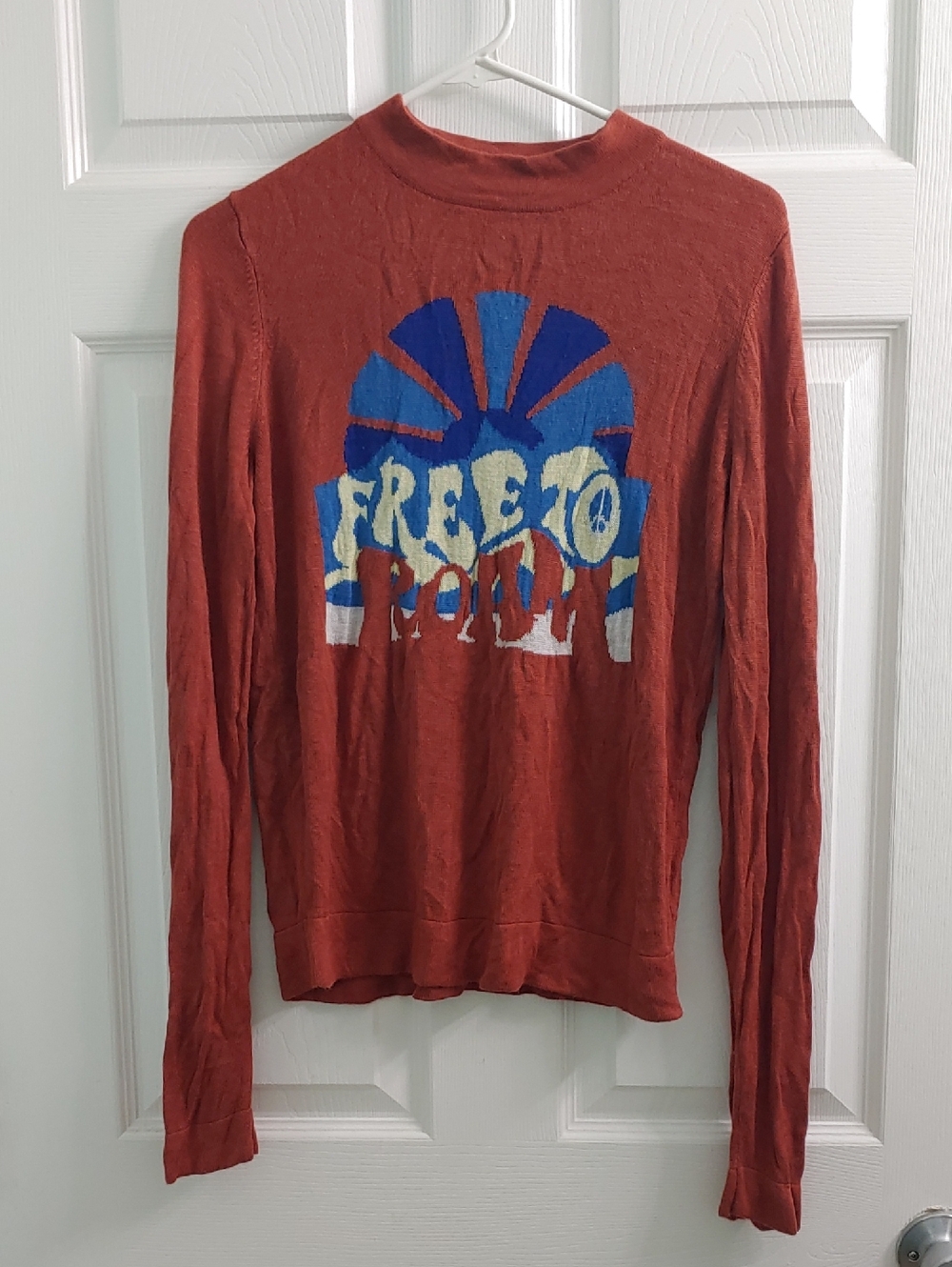 Free People Sweater Free To Roam Mockneck Terracotta Orange Women's Size M